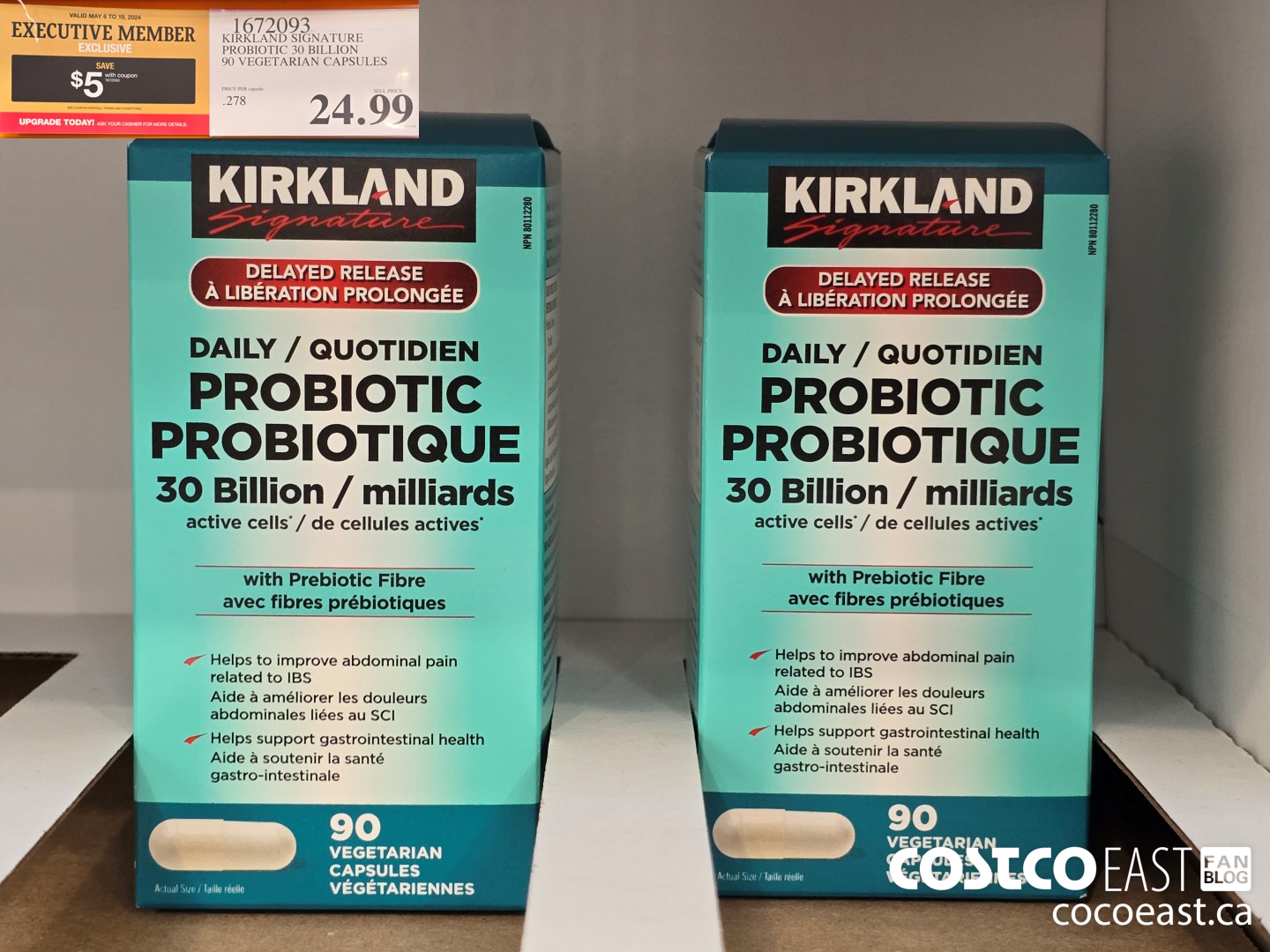 1672093 KIRKLAND SIGNATURE PROBIOTIC 30 BILLION 90 VEGETARIAN CAPSULES ($5.0 INSTANT SAVINGS EXPIRES ON 2024-05-19) $19.99