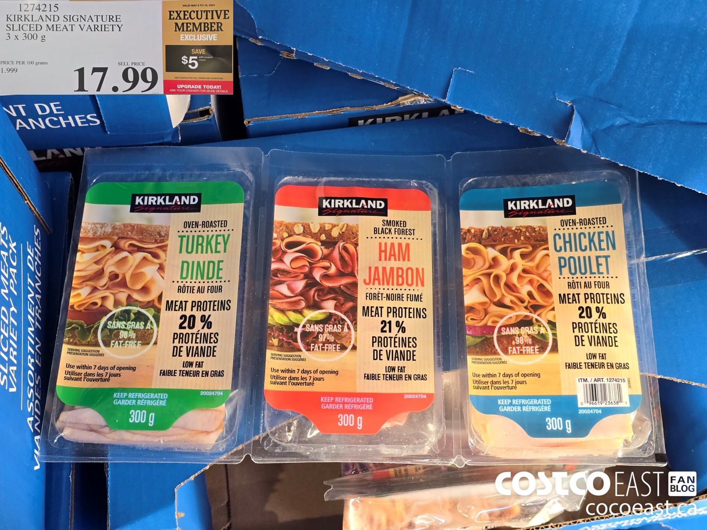 1274215 KIRKLAND SIGNATURE SLICED MEAT VARIETY 3 X 300 G ($5.00 INSTANT SAVINGS EXPIRES ON 2024-05-19) $12.99