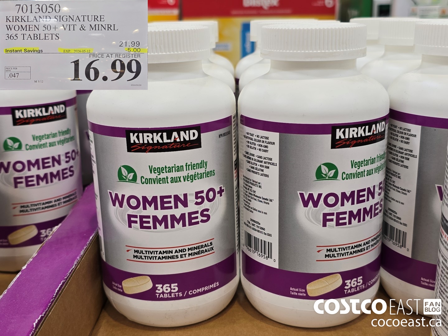 7013050 KIRKLAND SIGNATURE WOMEN 50+ VIT & MINRL 365 TABLETS ($5.00 INSTANT SAVINGS EXPIRES ON 2024-05-12) $16.99
