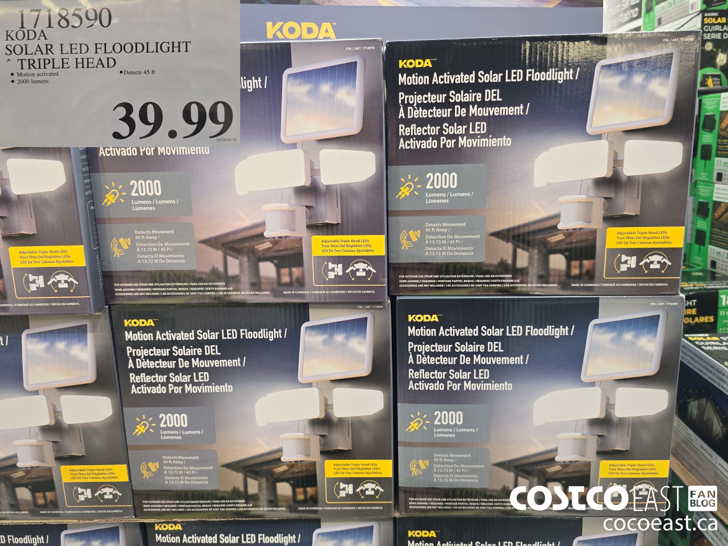 1718590 KODA SOLAR LED FLOODLIGHT TRIPLE HEAD $39.99