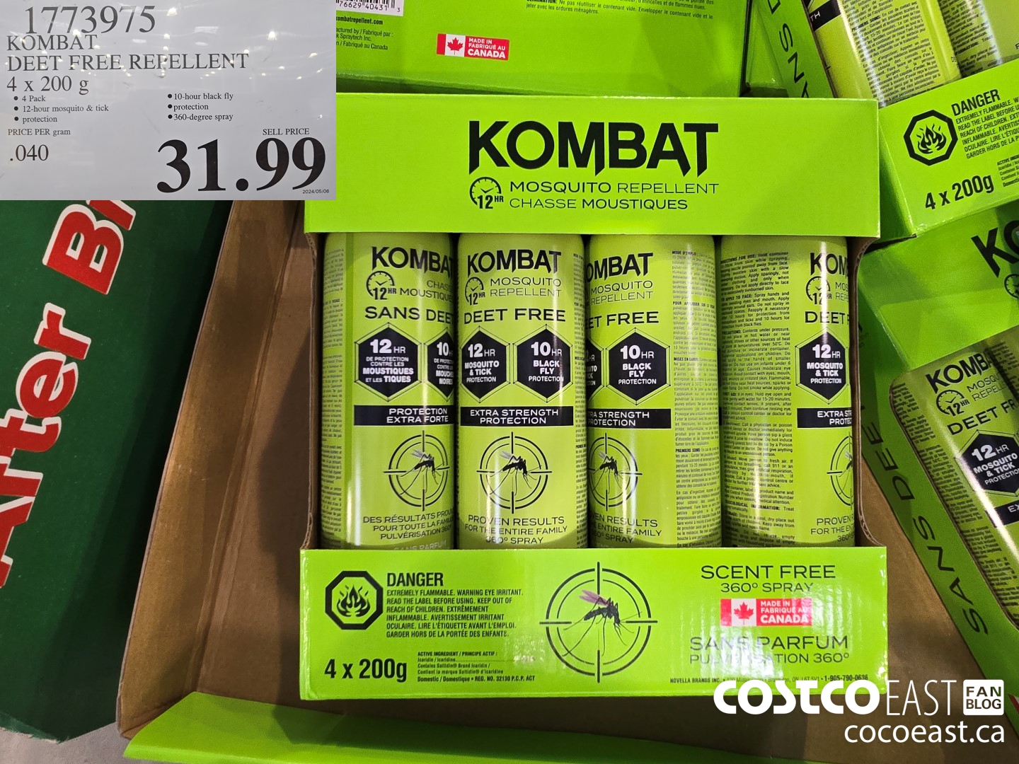 1773975 KOMBAT DEET FREE REPELLENT 4 - 200 G $31.99