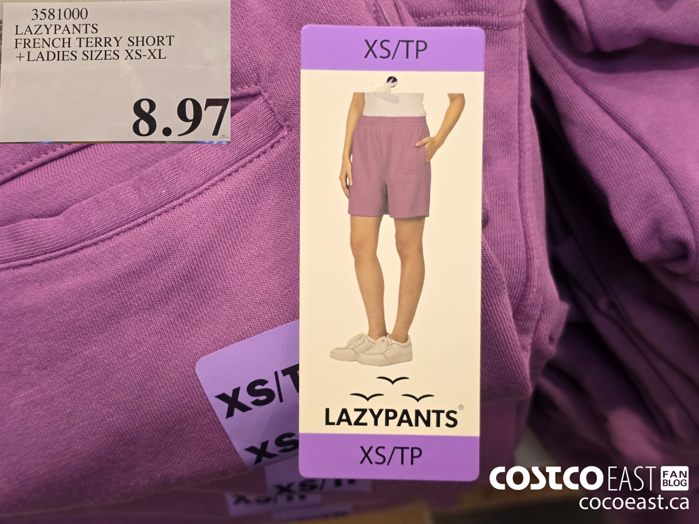 3581000 LAZYPANTS FRENCH TERRY SHORT +LADIES SIZES XS-XL $8.97