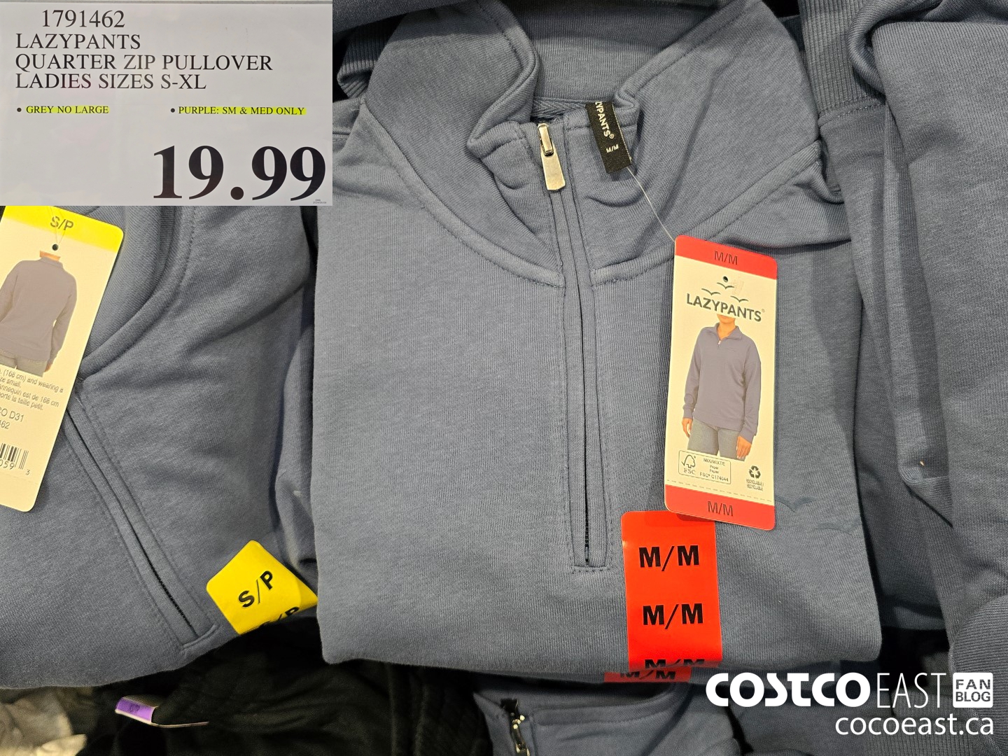 1791462 LAZYPANTS QUARTER ZIP PULLOVER LADIES SIZES S-XL $19.99