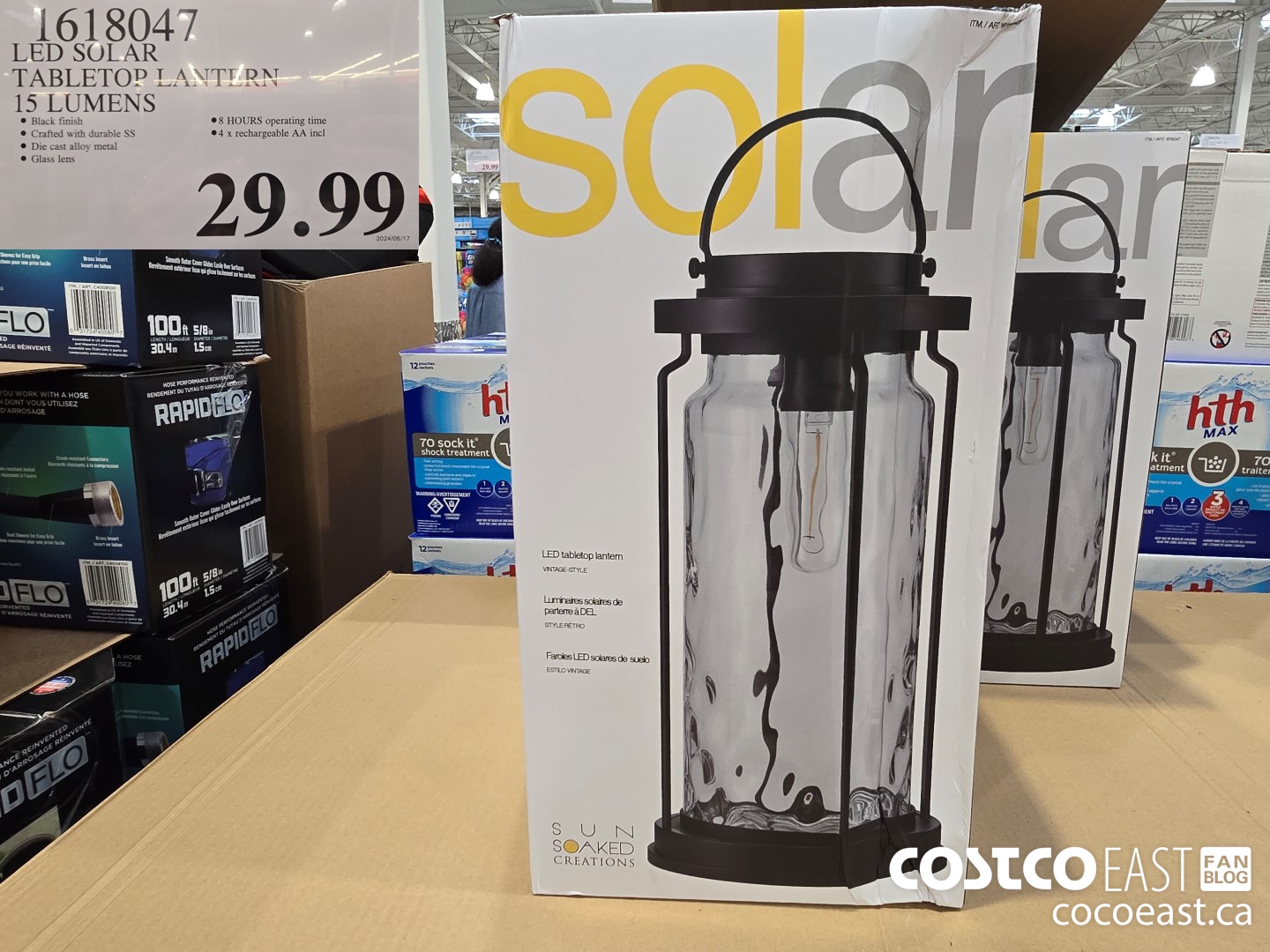 1618047 LED SOLAR TABLETOP LANTERN 15 LUMENS $29.99