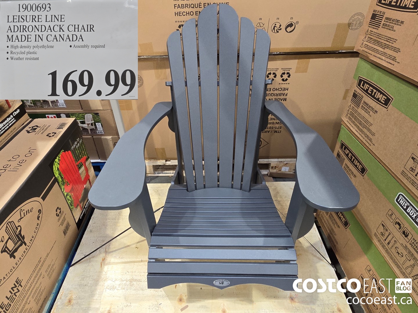 1900693 LEISURE LINE ADIRONDACK CHAIR MADE IN CANADA $169.99