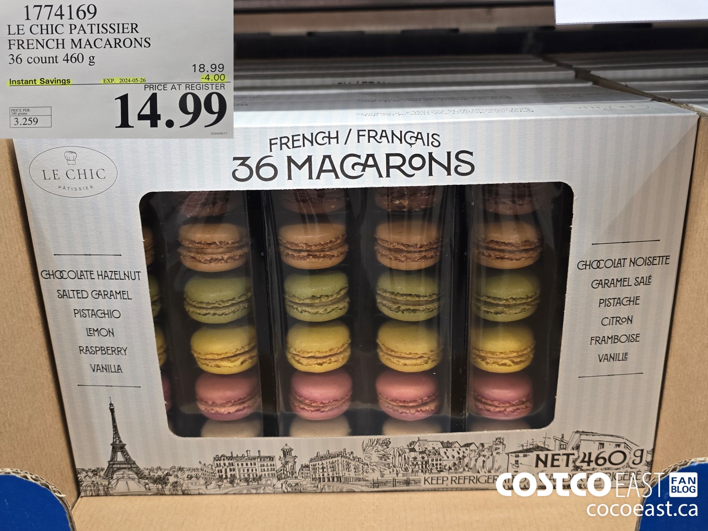 1774169 LE CHIC PATISSIER FRENCH MACARONS 36 count 460 g ($4.00 INSTANT SAVINGS EXPIRES ON 2024-05-26) $14.99
