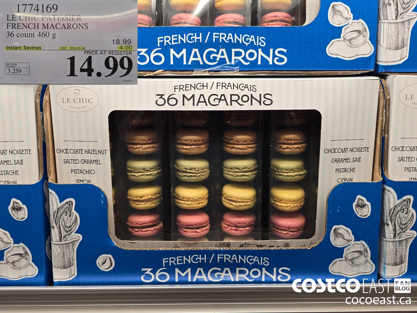 1774169 LE CHIC PATISSIER FRENCH MACARONS 36 count 460 g ($4.00 INSTANT SAVINGS EXPIRES ON 2024-05-26) $14.99