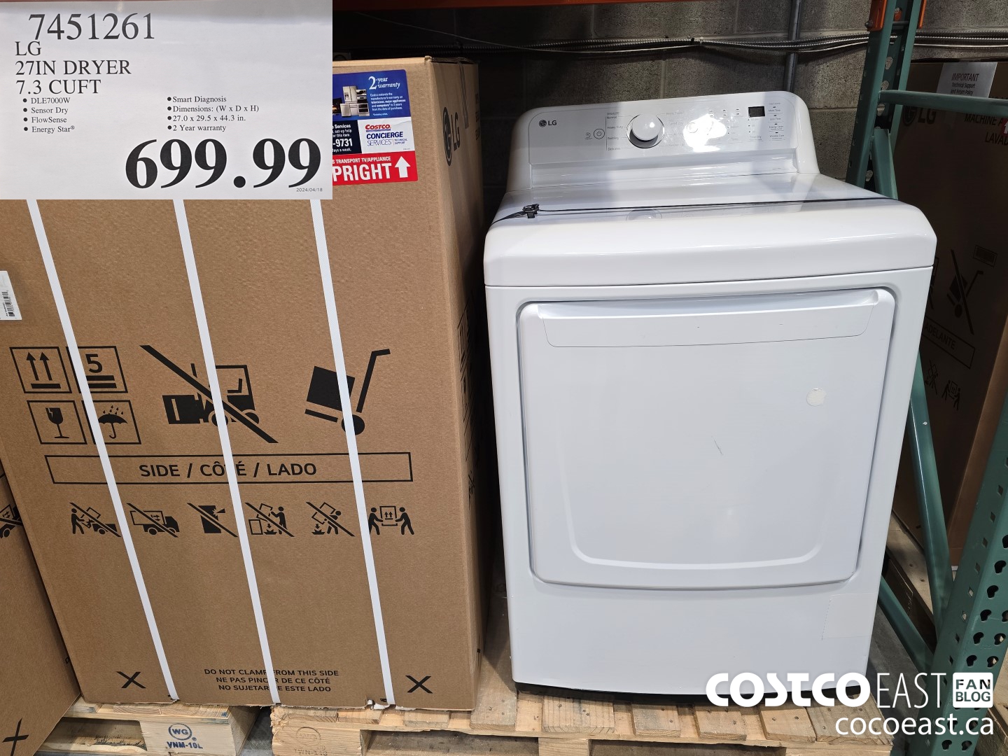 7451261 LG 27IN DRYER 7.3 CUFT $699.99