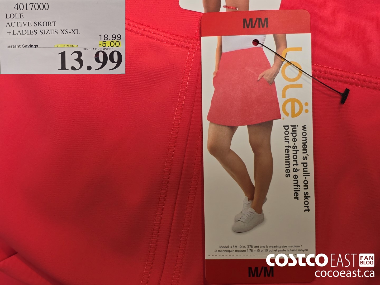 4017000 LOLE ACTIVE SKORT + LADIES SIZES XS-XL ($5.00 INSTANT SAVINGS EXPIRES ON 2024-06-02) $13.99