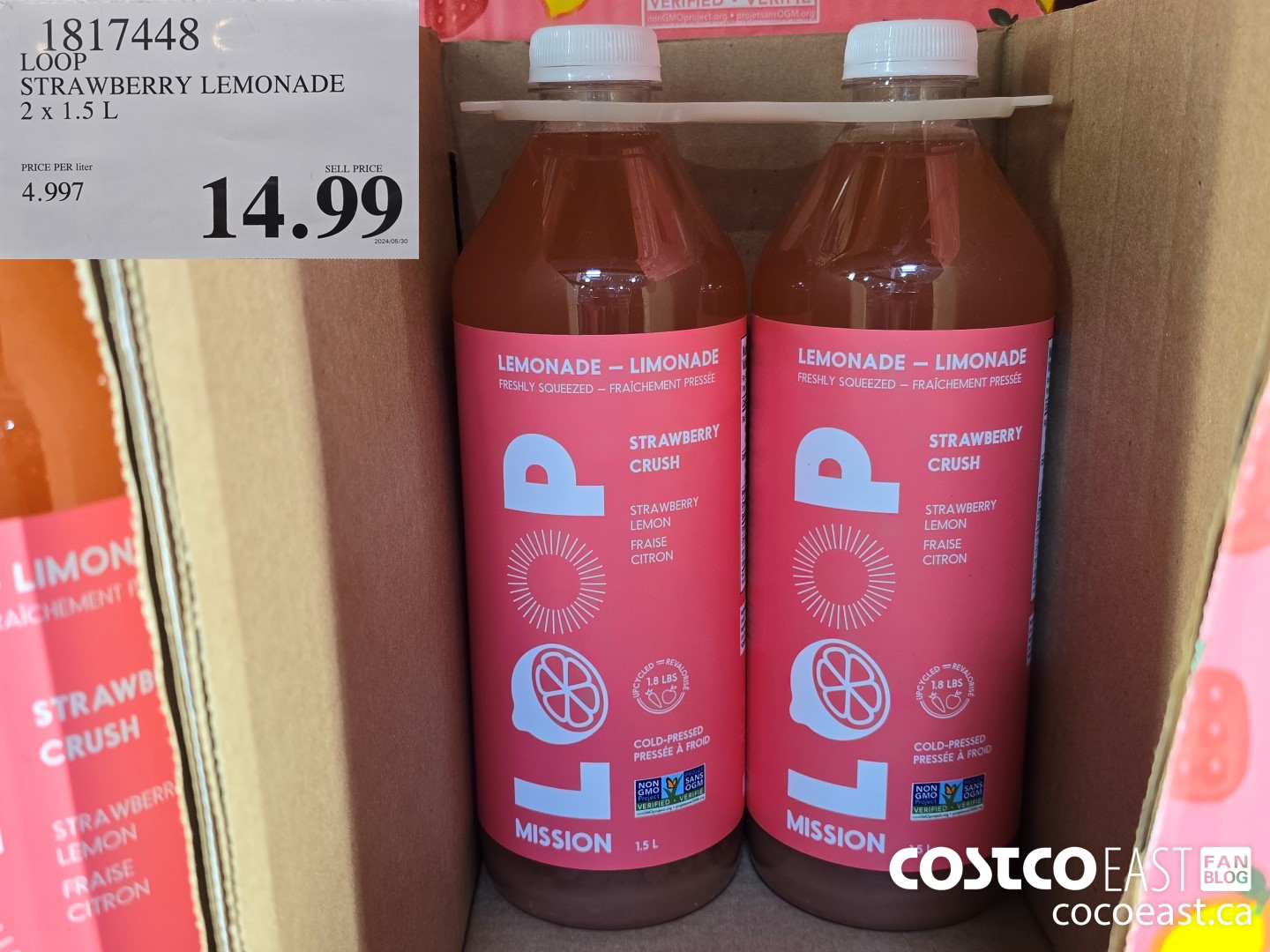 1817448 LOOP STRAWBERRY LEMONADE 2x15 L $14.99