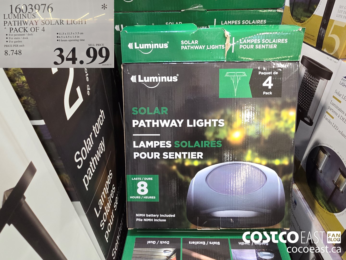 1603976 LUMINUS PATHWAY SOLAR LIGHT PACK OF 4 $34.99