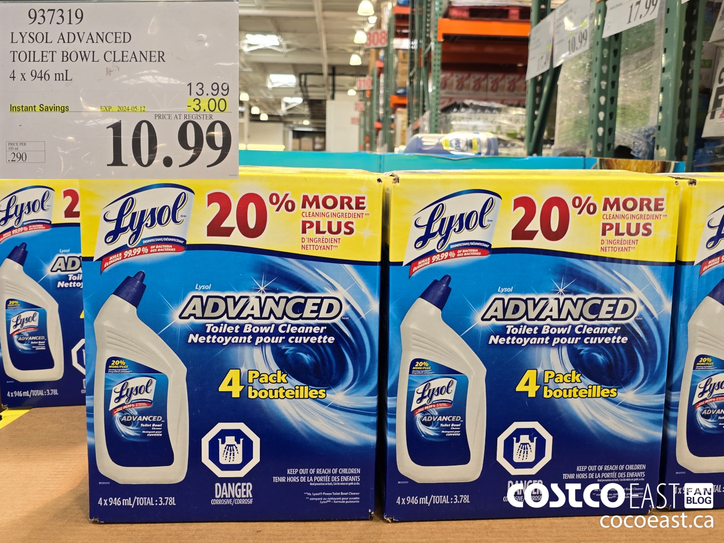 937319 LYSOL ADVANCED TOILET BOWL CLEANER 4 X 946 ML ($3.00 INSTANT SAVINGS EXPIRES ON 2024-05-12) $10.99