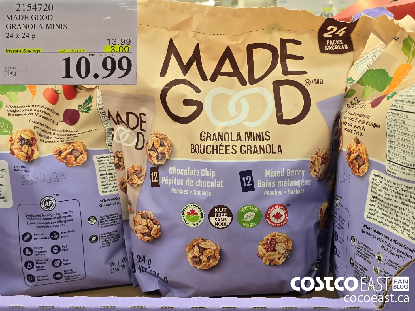 2154720 MADE GOOD GRANOLA MINIS 24 x 24 g ($3.00 INSTANT SAVINGS EXPIRES ON 2024-06-02) $10.99
