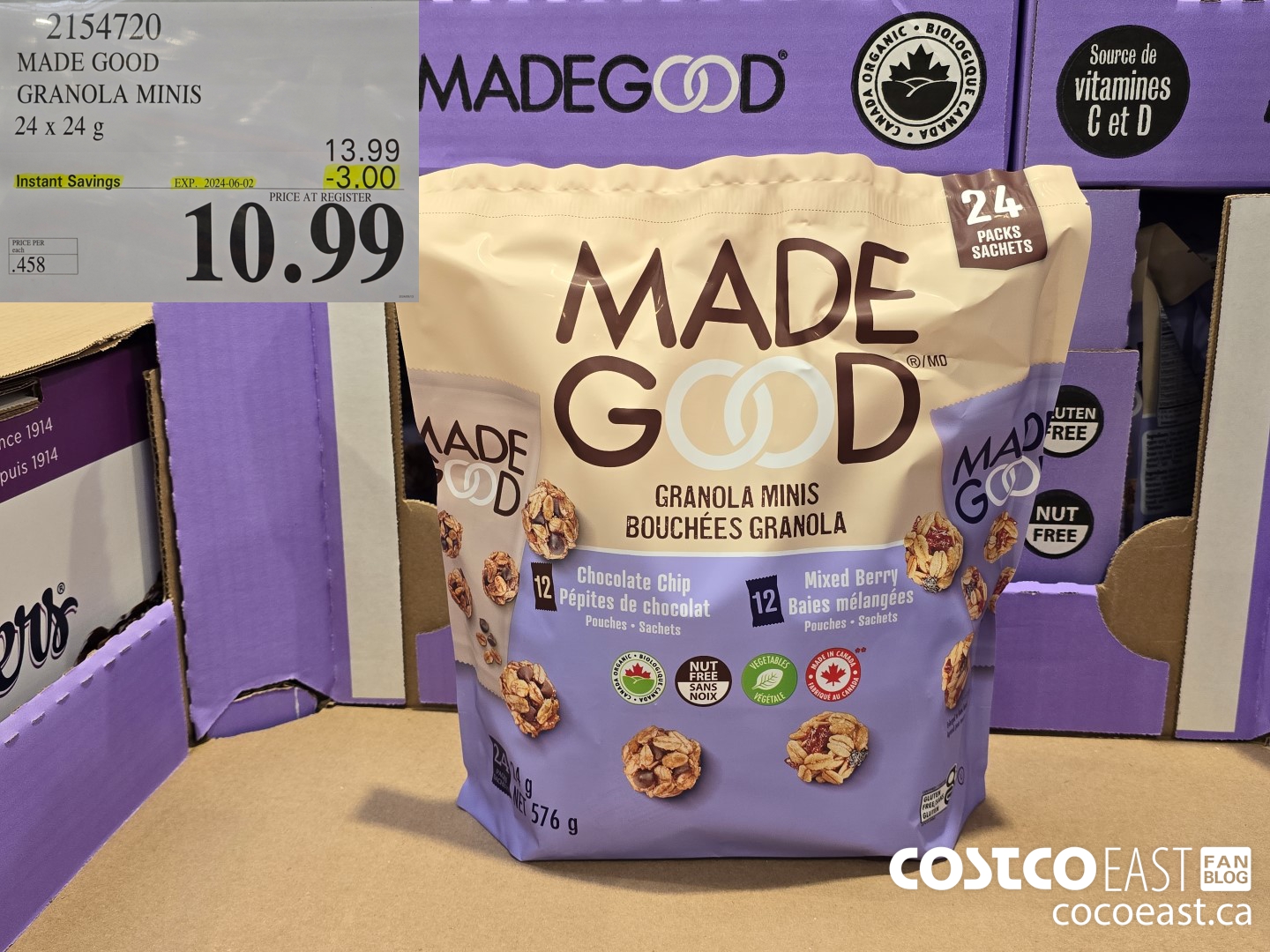2154720 MADE GOOD GRANOLA MINIS 24 x 24 g ($3.00 INSTANT SAVINGS EXPIRES ON 2024-06-02) $10.99