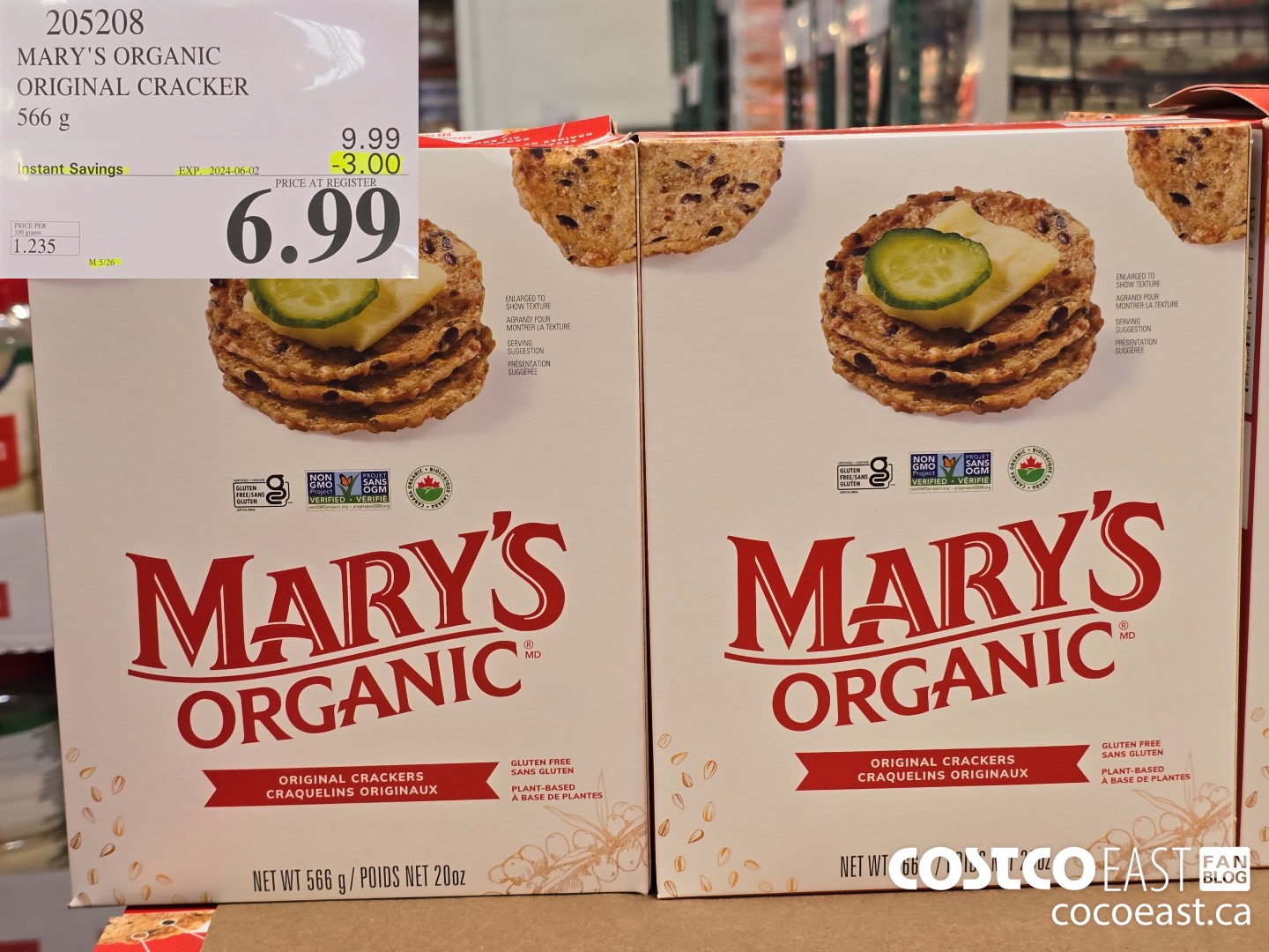 205208 MARY'S ORGANIC ORIGINAL CRACKER 566G ($3.00 INSTANT SAVINGS EXPIRES ON 2024-06-02) $6.99
