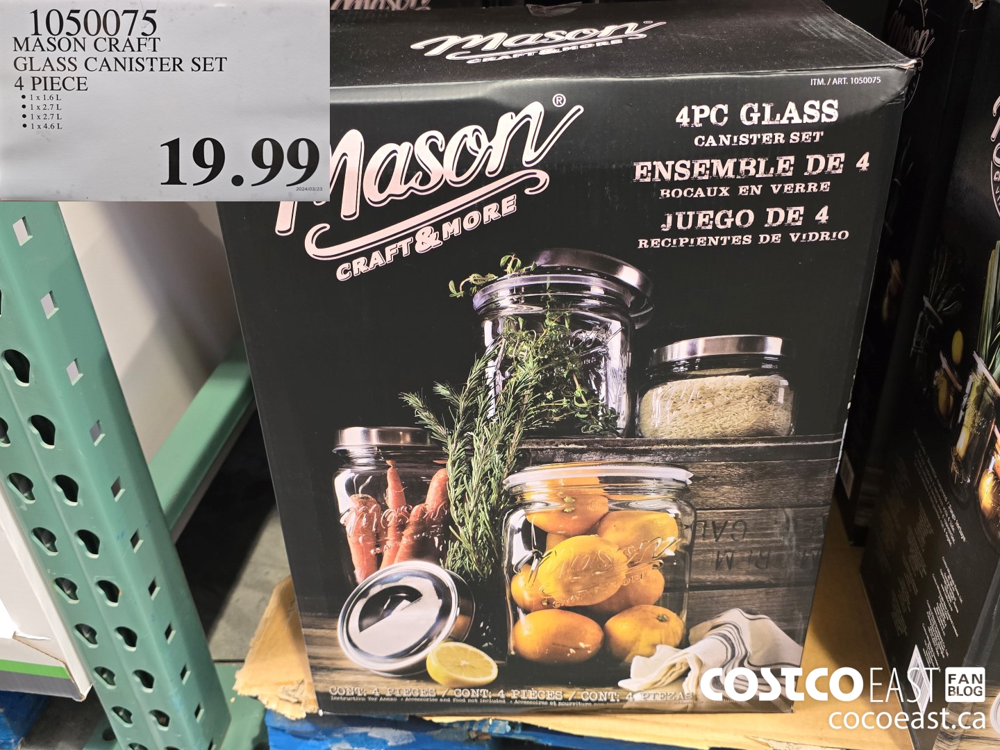 1050075 MASON GLASS STORAGE SET 4 PIECE $19.99