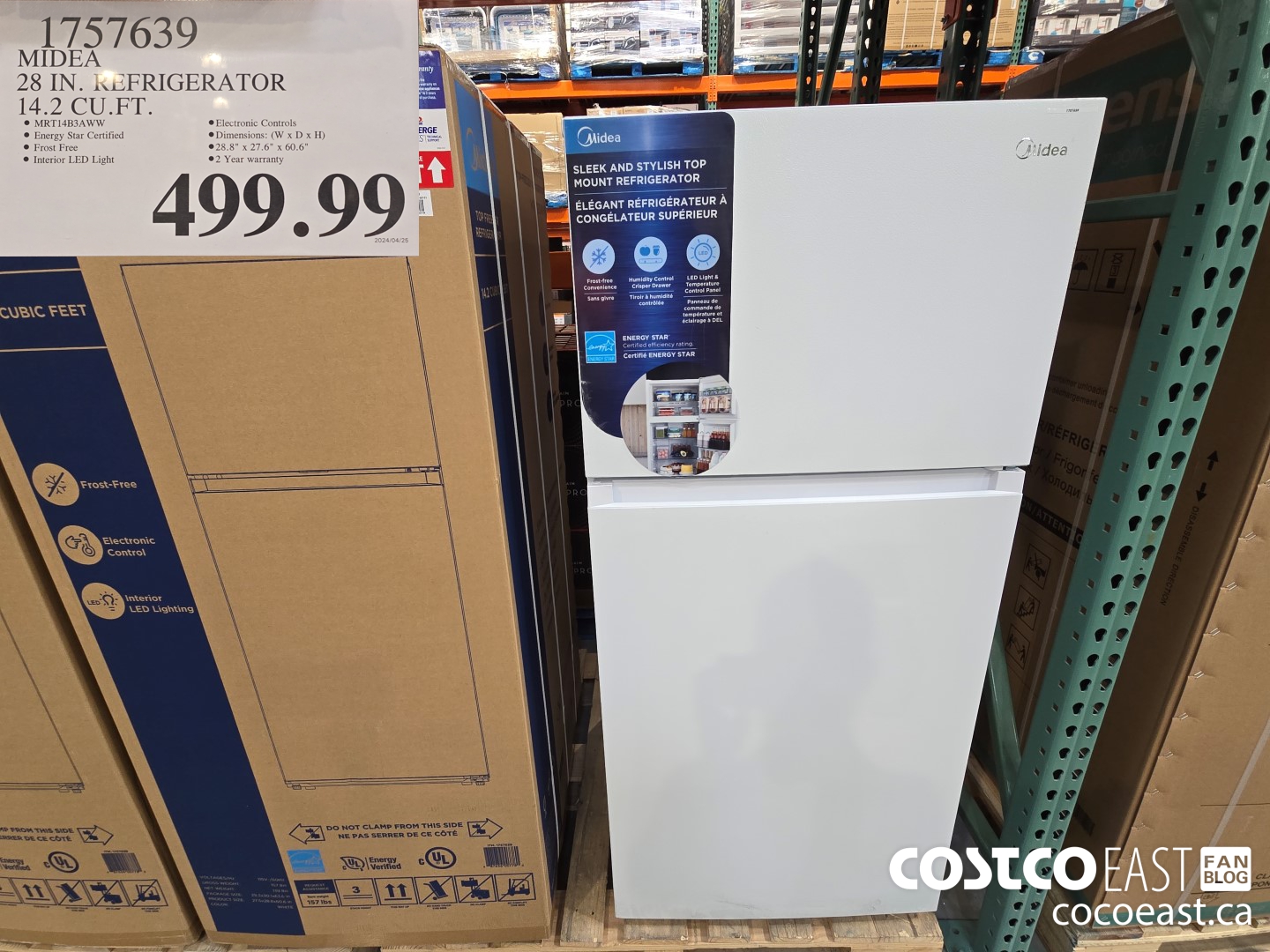 1757639 MIDEA 28 IN. REFRIGERATOR 14.2 CU. FT. $499.99