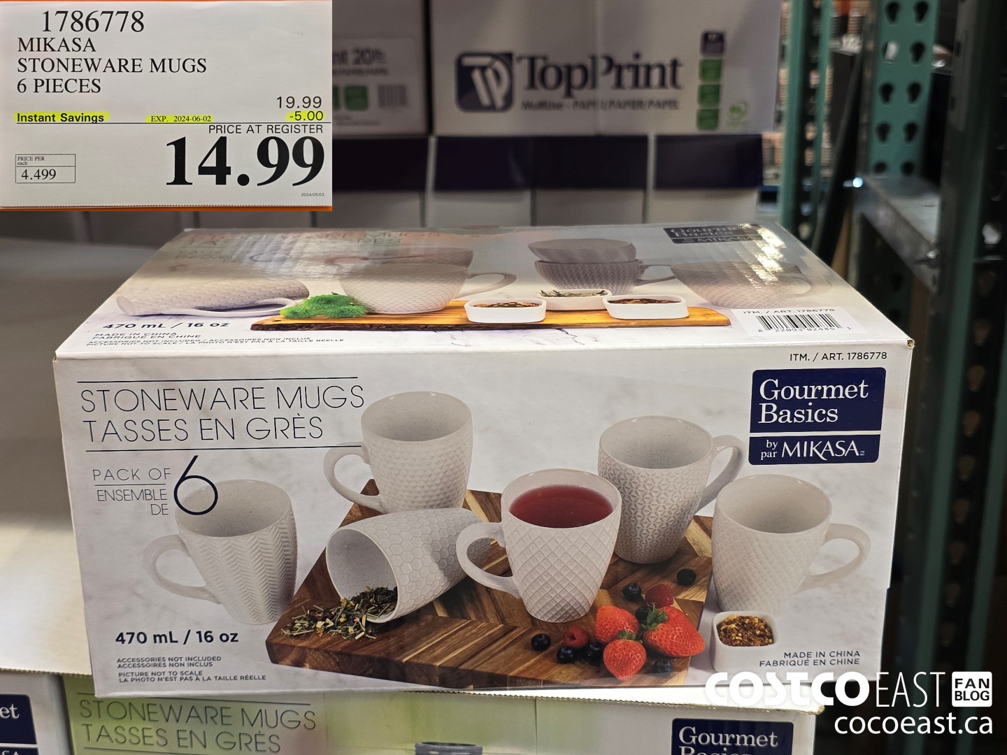 1786778 MIKASA STONEWARE MUGS 6 PIECES ($5.00 INSTANT SAVINGS EXPIRES ON 2024-06-02) $14.99