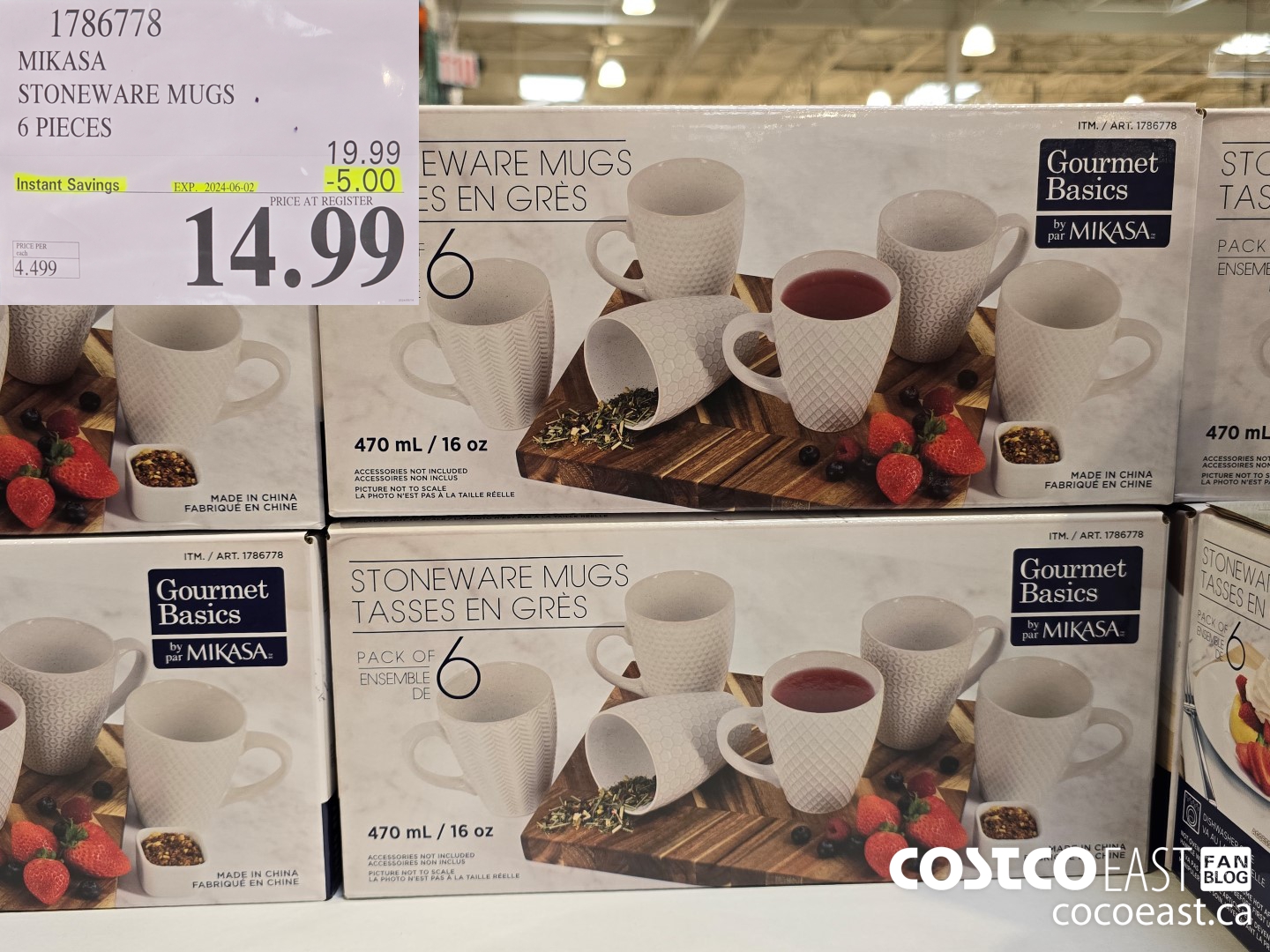 1786778 MIKASA STONEWARE MUGS 6 PIECES ($5.00 INSTANT SAVINGS EXPIRES ON 2024-06-02) $14.99