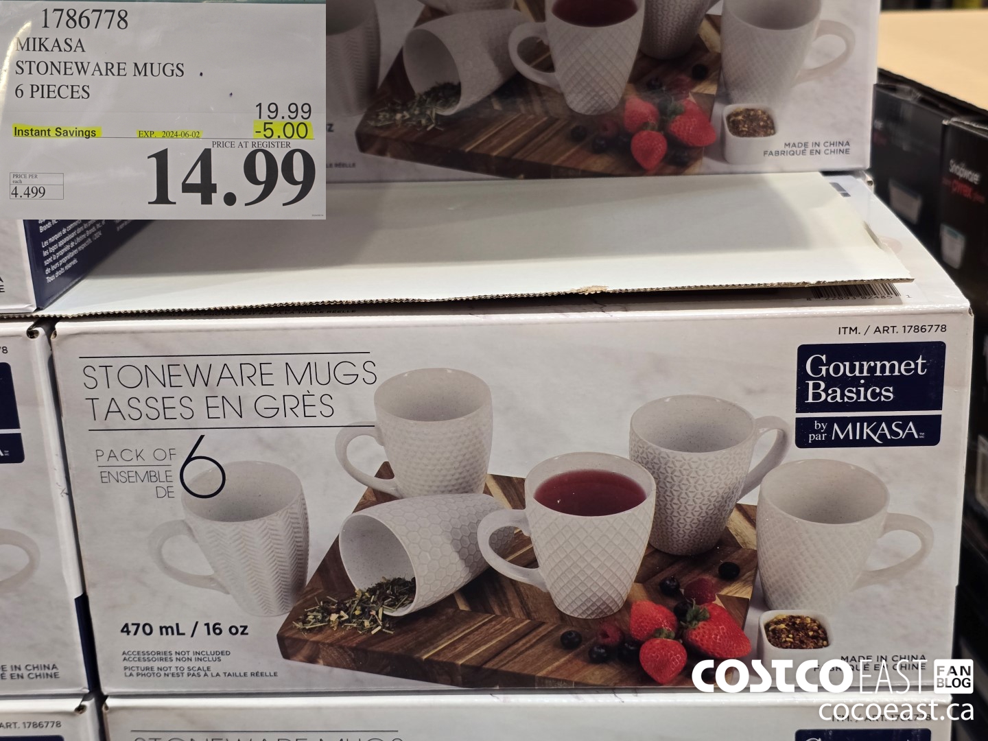 1786778 MIKASA STONEWARE MUGS 6 PIECES ($5.00 INSTANT SAVINGS EXPIRES ON 2024-06-02) $14.99