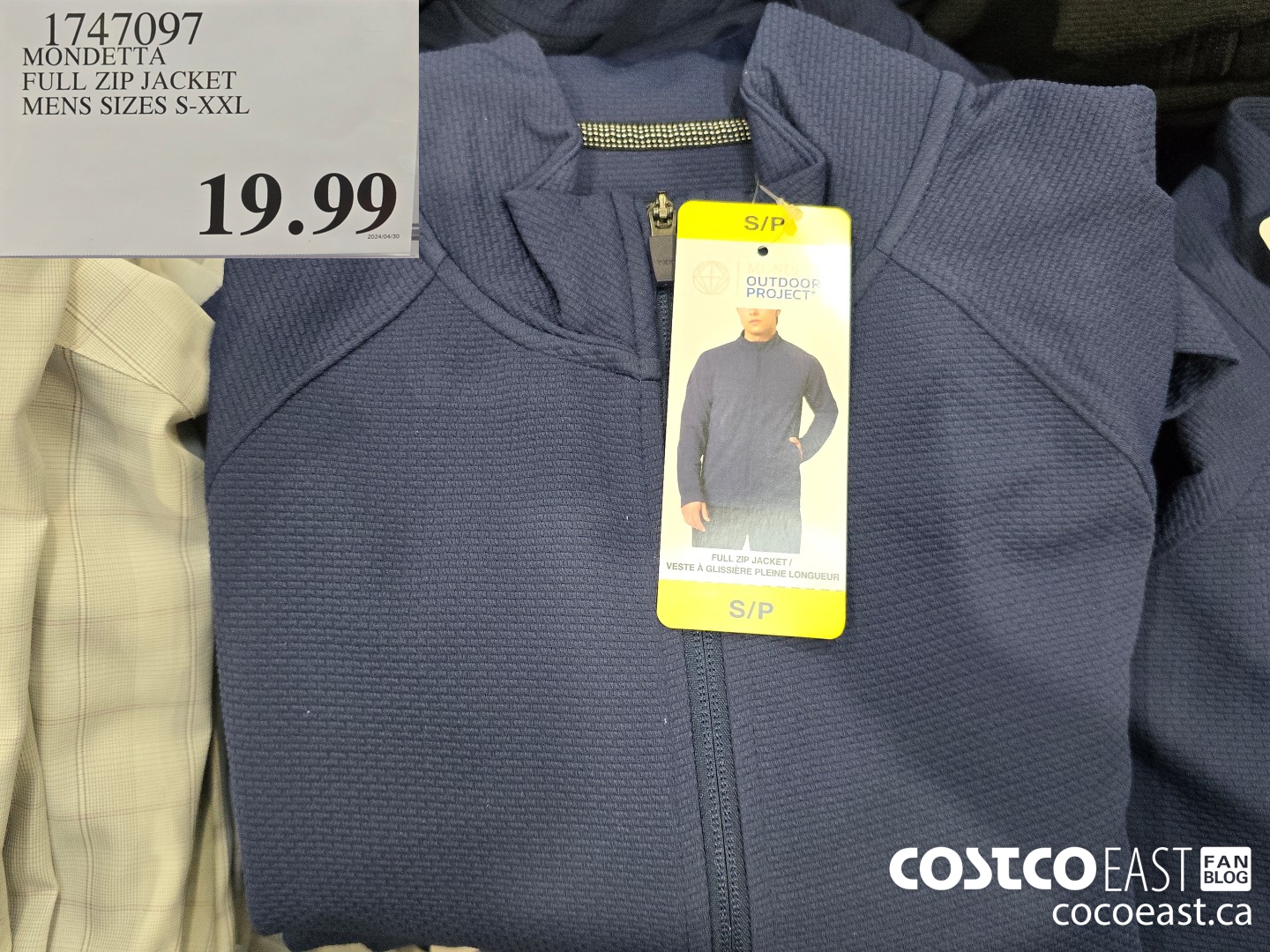 1747097 MONDETTA FULL ZIP JACKET MENS SIZES S-XXL $19.99