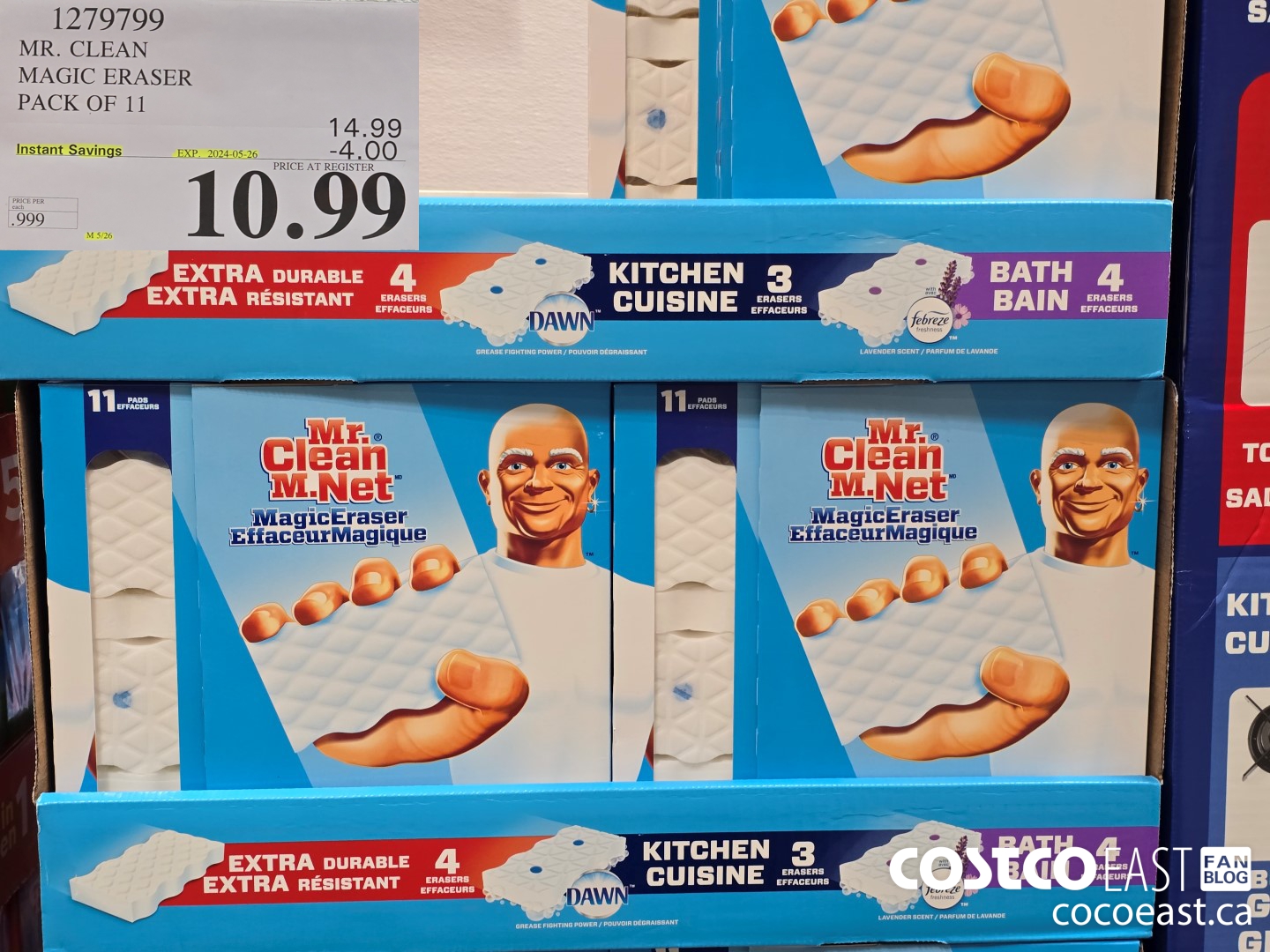 1279799 MR. CLEAN MAGIC ERASER PACK OF 11 ($4.00 INSTANT SAVINGS EXPIRES ON 2024-05-26) $10.99