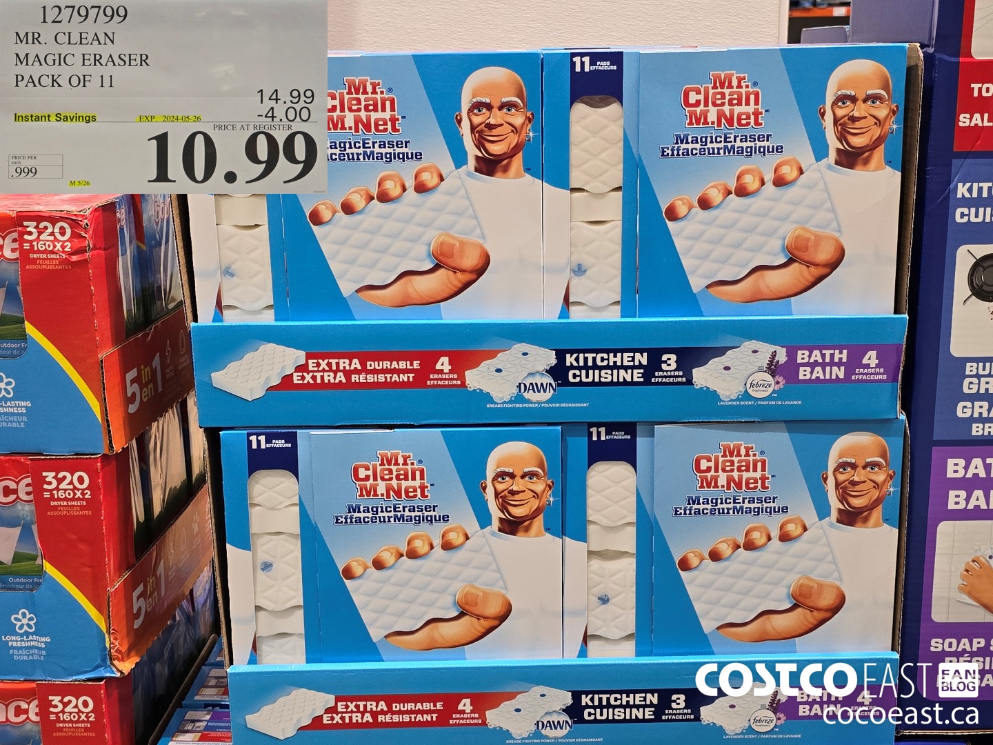 1279799 MR. CLEAN MAGIC ERASER PACK OF 11 ($4.00 INSTANT SAVINGS EXPIRES ON 2024-05-26) $10.99