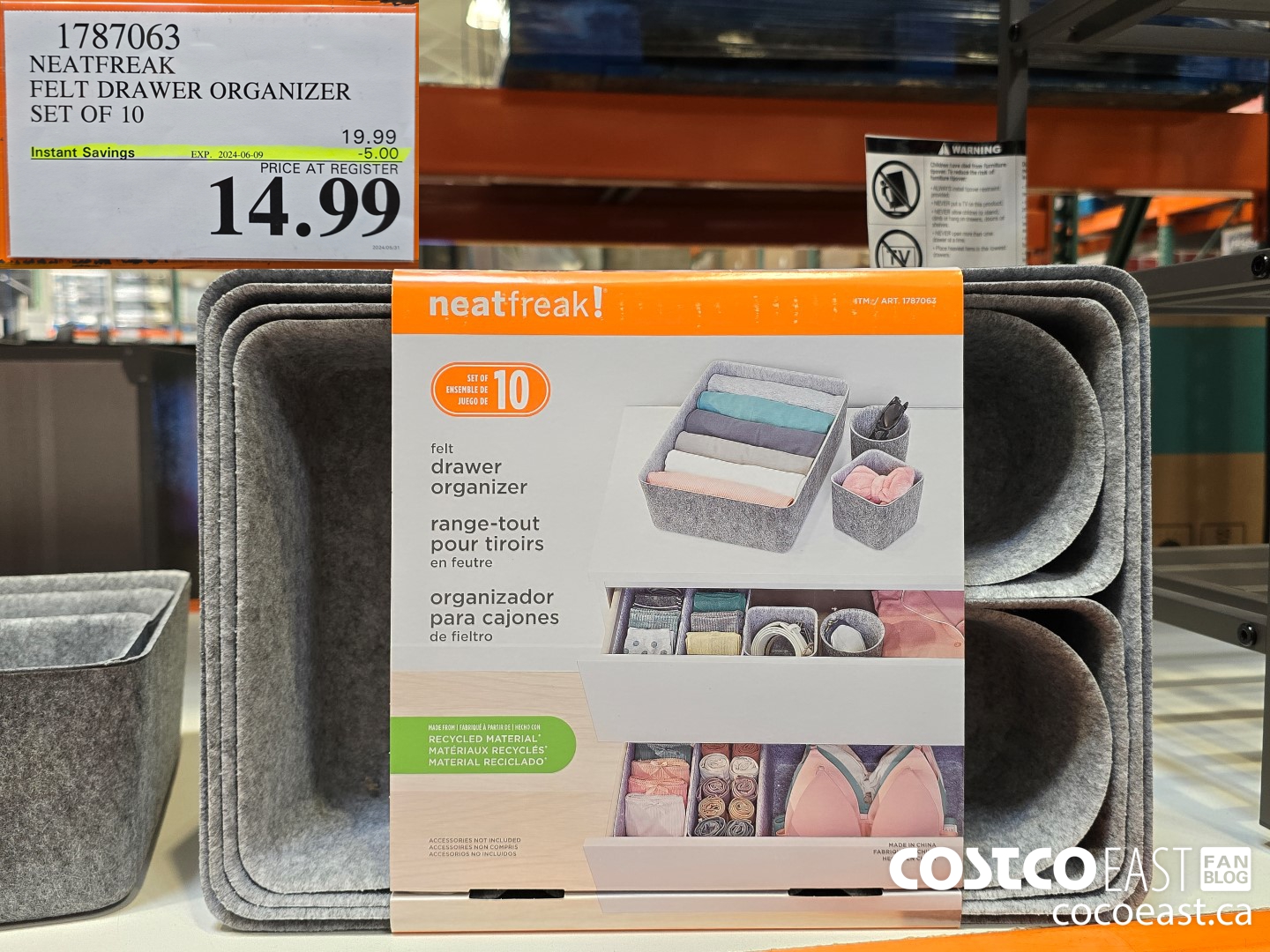 1787063 NEATFREAK FELT DRAWER ORGANIZER SET OF 10 ($5.00 INSTANT SAVINGS EXPIRES ON 2024-06-09) $14.99