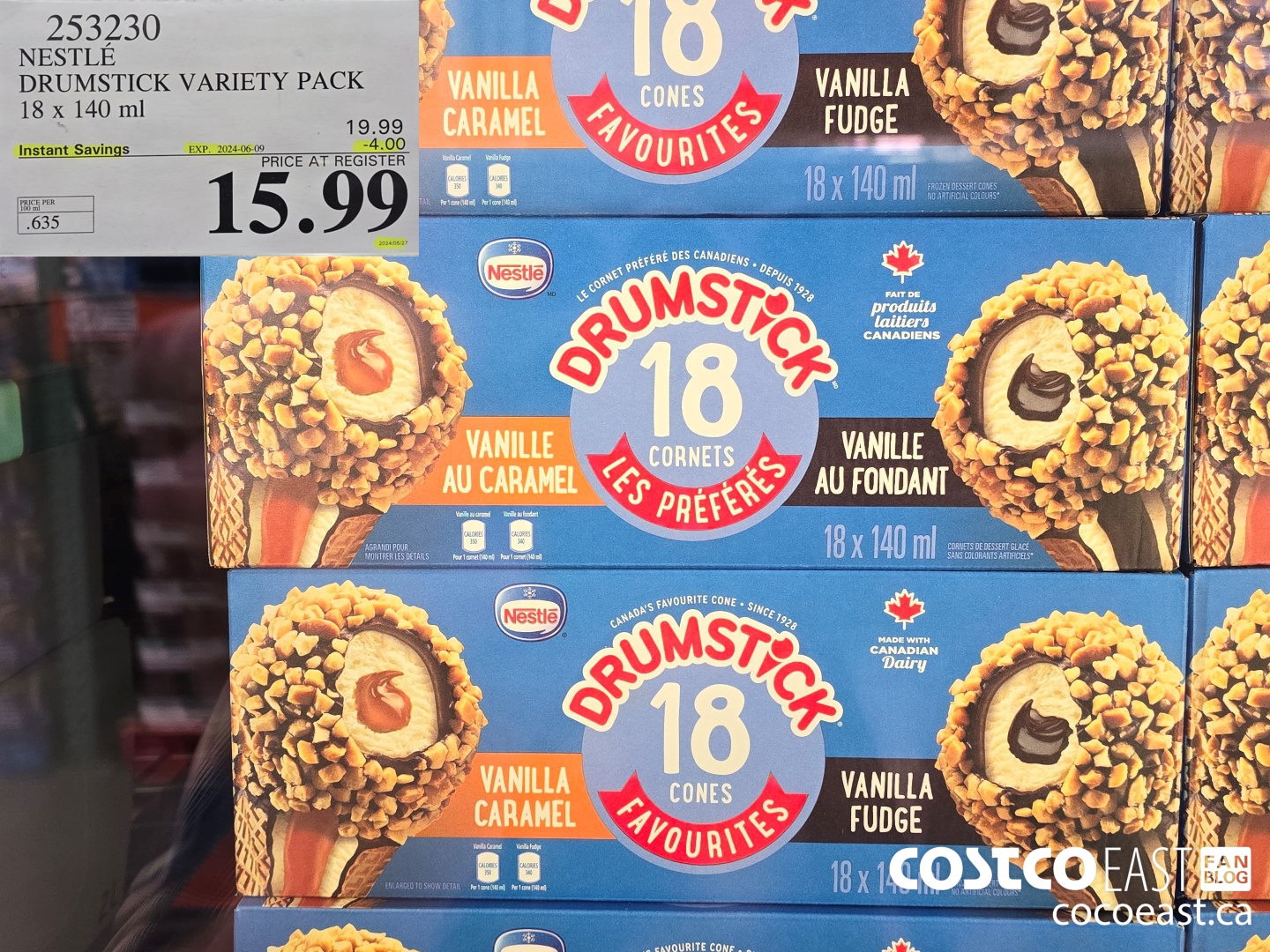 253230 NESTLE DRUMSTICK VARIETY PACK 18 X 140 ML ($4.00 INSTANT SAVINGS EXPIRES ON 2024-06-09) $15.99