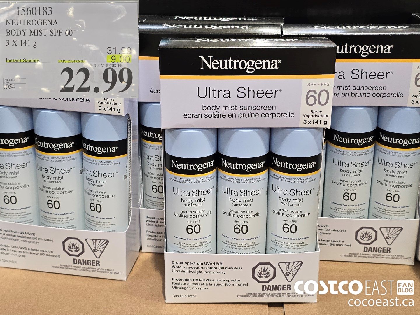 1560183 NEUTROGENA BODY MIST SPF 60 3 X 141 g ($9.00 INSTANT SAVINGS EXPIRES ON 2024-06-02) $22.99