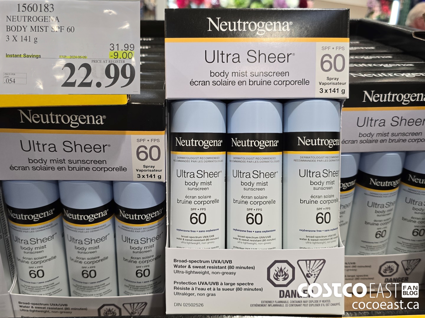1560183 NEUTROGENA BODY MIST SPF 60 3 X 141 g ($9.00 INSTANT SAVINGS EXPIRES ON 2024-06-02) $22.99