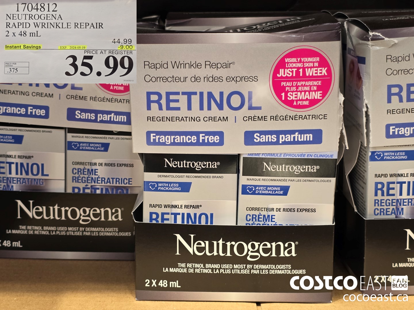 1704812 NEUTROGENA RAPID WRINKLE REPAIR 2 x 48 mL ($9.00 INSTANT SAVINGS EXPIRES ON 2024-05-19) $35.99
