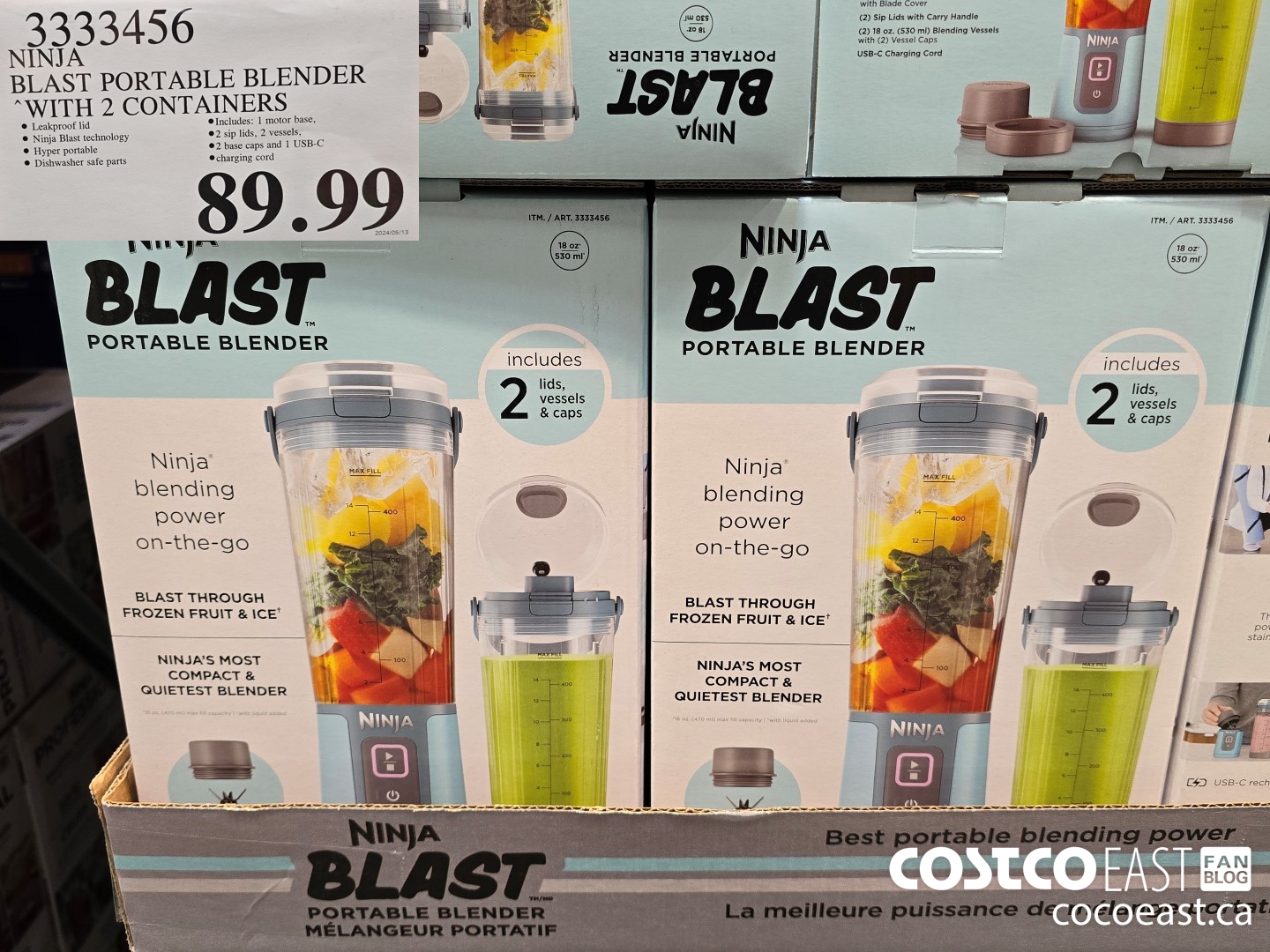 3333456 NINJA BLAST PORTABLE BLENDER 2 CONTAINERS $89.99