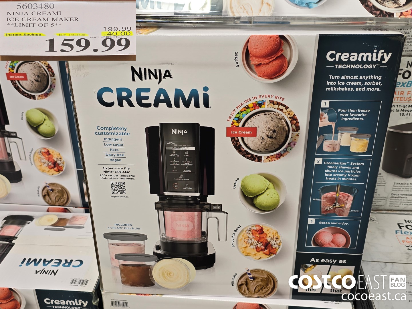 5603480 NINJA CREAMI ICE CREAM MAKER ($40.00 INSTANT SAVINGS EXPIRES ON 2024-06-02) $159.99