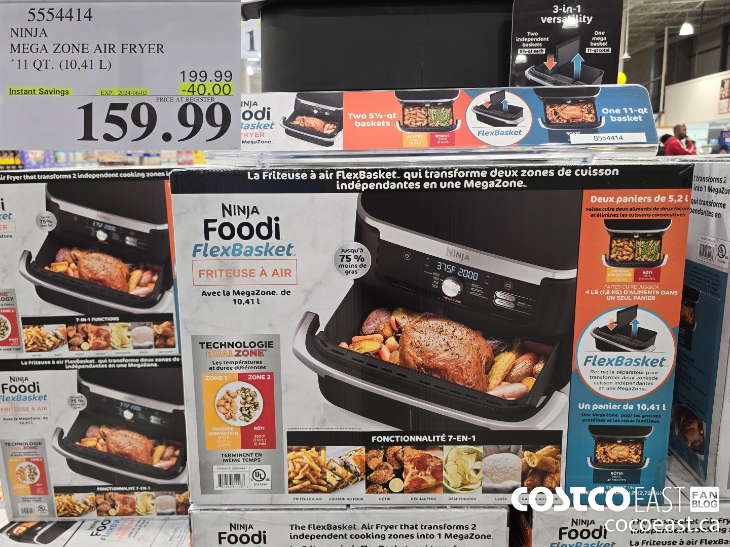 5554414 NINJA MEGA ZONE AIR FRYER 11 QT. (10,41 L) 2024-0602 ($40.00 INSTANT SAVINGS) $159.99