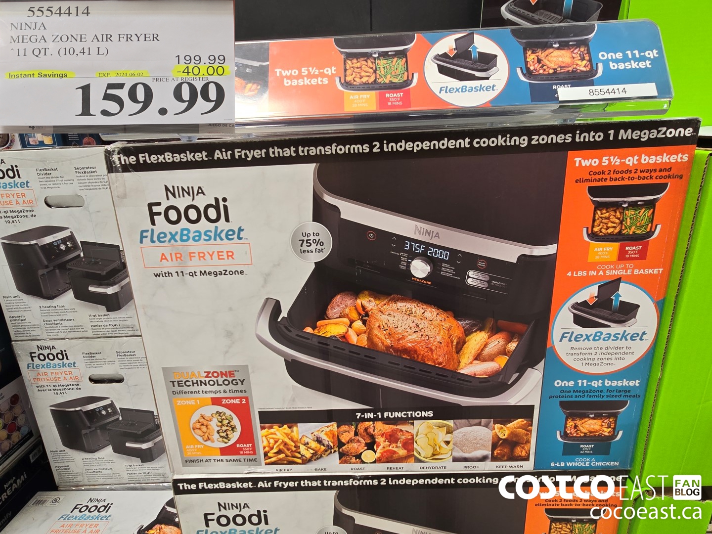 5554414 NINJA MEGA ZONE AIR FRYER 11 QT. (10,41 L) ($40.00 INSTANT SAVINGS EXPIRES ON 2024-06-02) $159.99