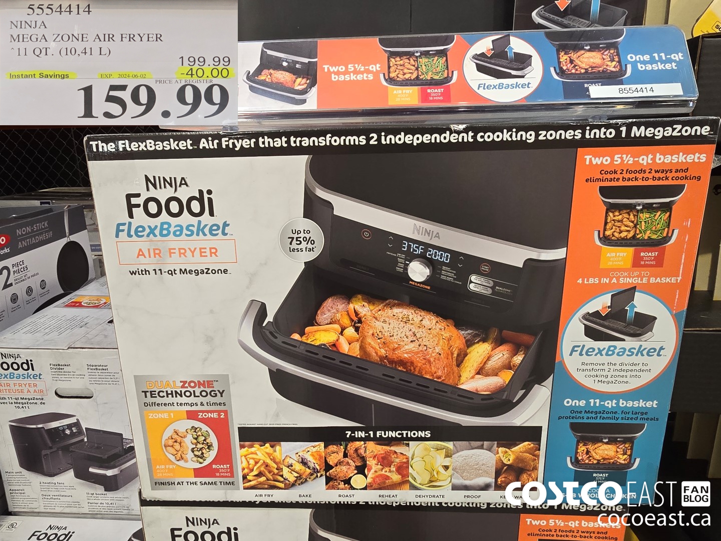 5554414 NINJA MEGA ZONE AIR FRYER 11 QT. (10,41 L) ($40.00 INSTANT SAVINGS EXPIRES ON 2024-06-02) $159.99