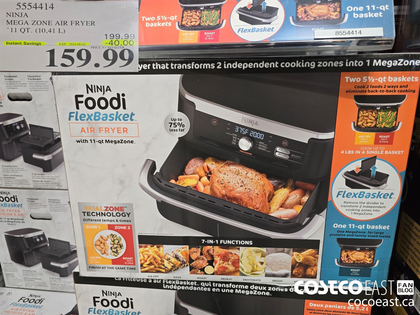 5554414 NINJA MEGA ZONE AIR FRYER 11 QT. (10,41 L) ($40.00 INSTANT SAVINGS EXPIRES ON 2024-06-02) $159.99