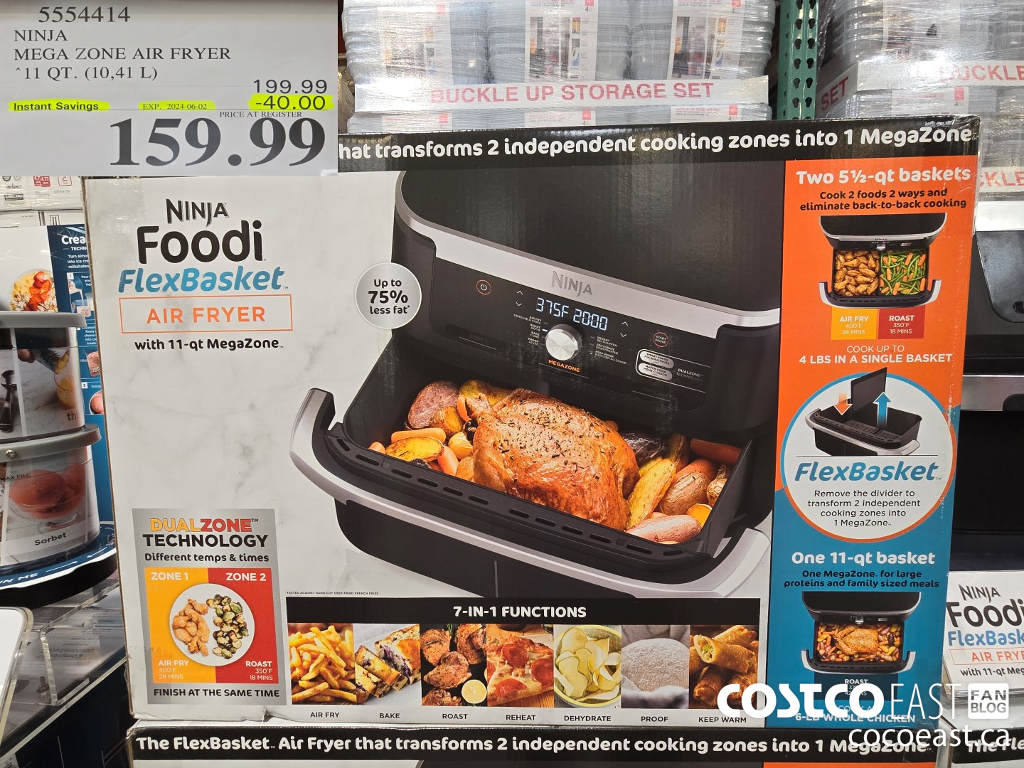 5554414 NINJA MEGA ZONE AIR FRYER 11 QT. (10,41 L) 202406-02 ($40.00 INSTANT SAVINGS) $159.99