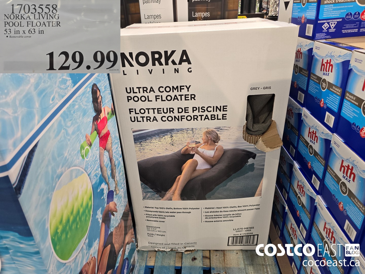 1703558 NORKA LIVING POOL FLOATER 53 IN X 63 IN $129.99