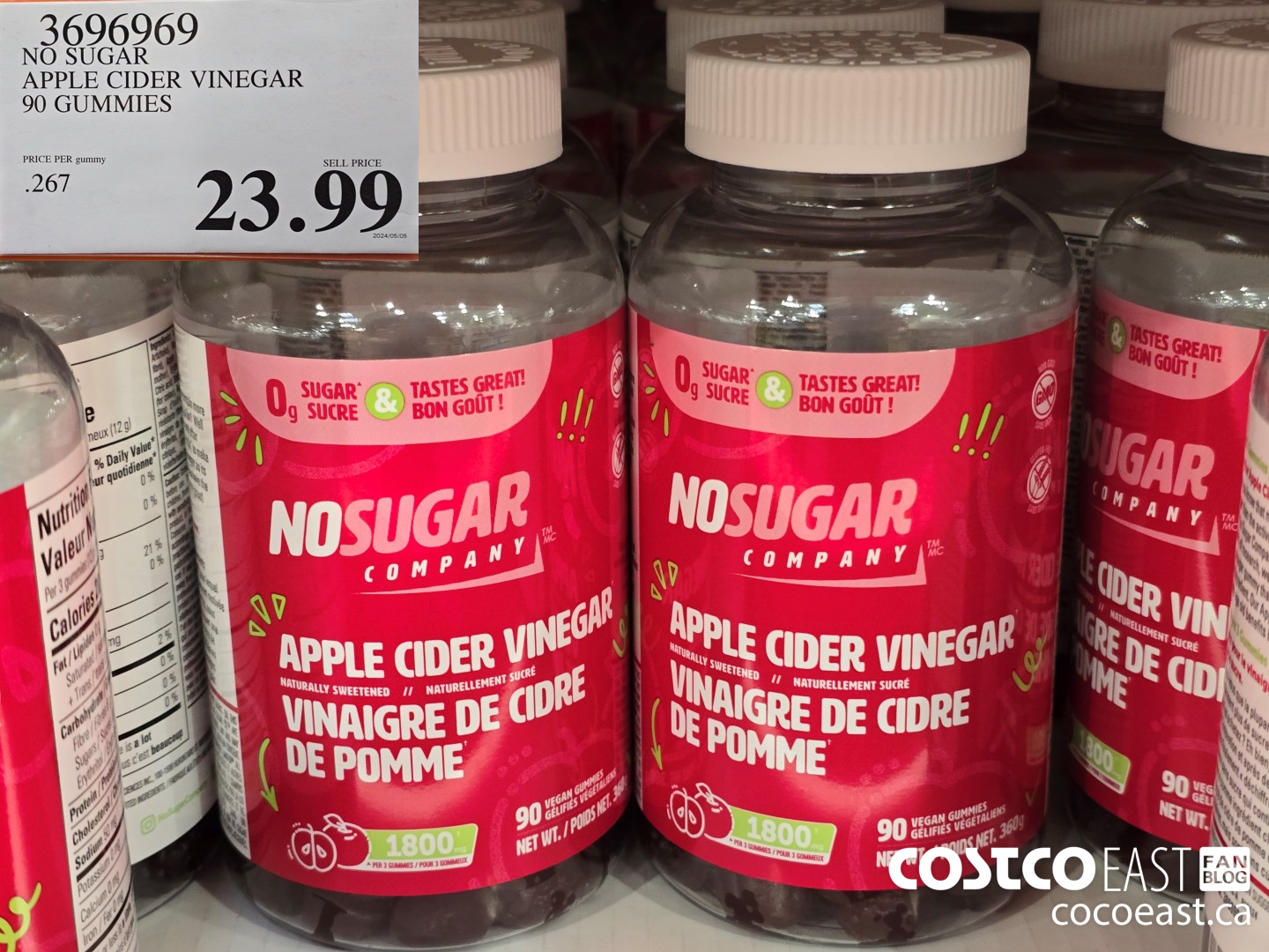 3696969 NO SUGAR APPLE CIDER VINEGAR 90 GUMMIES $23.99