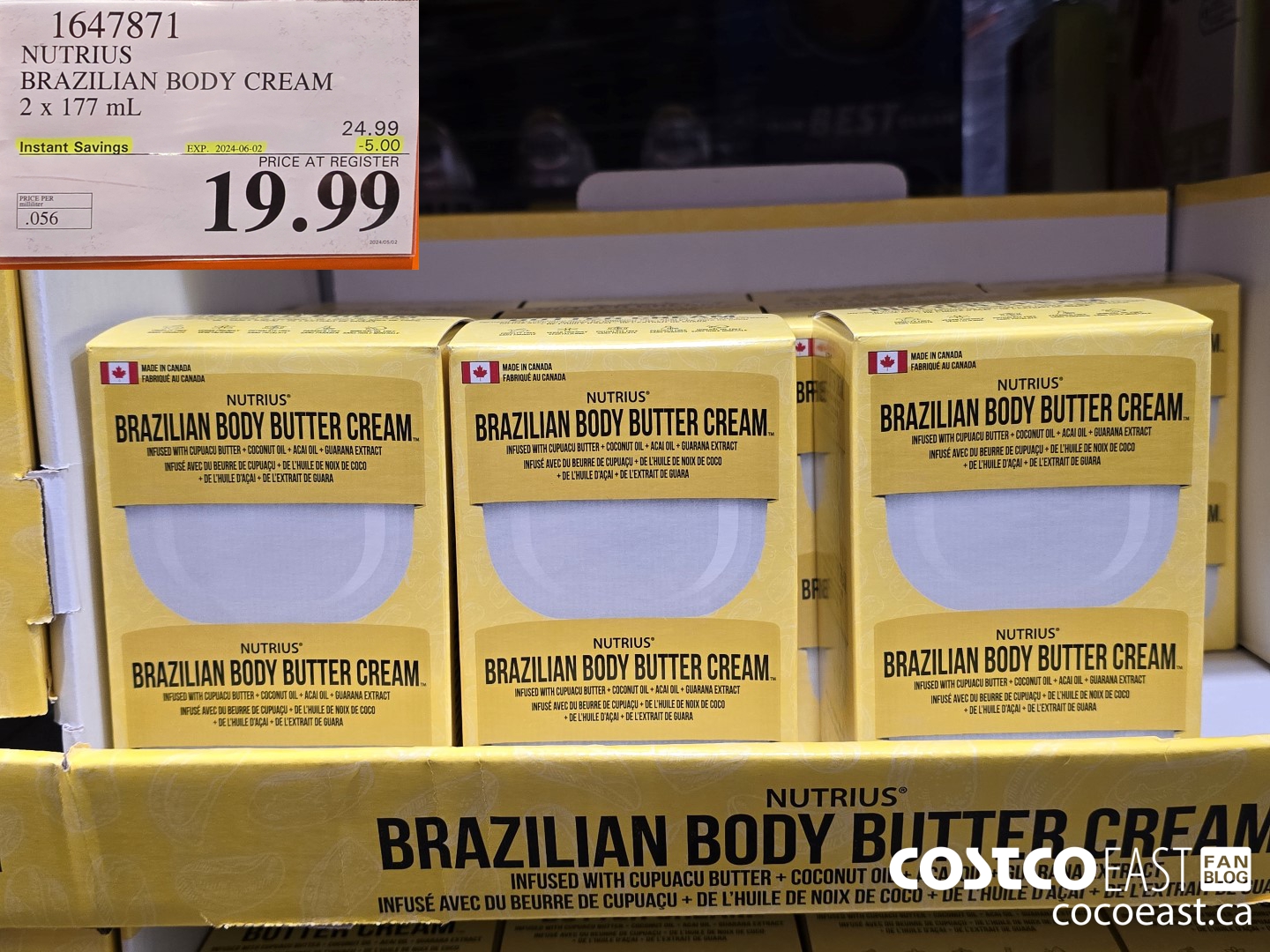 1647871 NUTRIUS BRAZILIAN BODY CREAM 2 X 177ML ($5.00 INSTANT SAVINGS EXPIRES ON 2024-06-02) $19.99