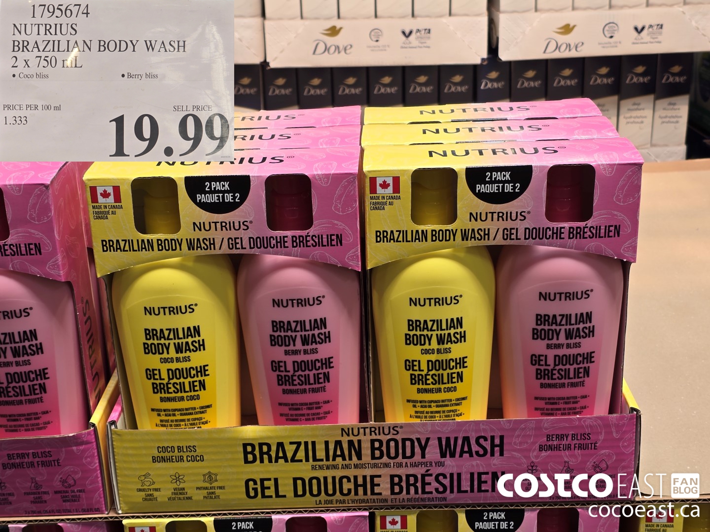 1795674 NUTRIUS BRAZILIAN BODY WASH 2 x 750 mL $19.99