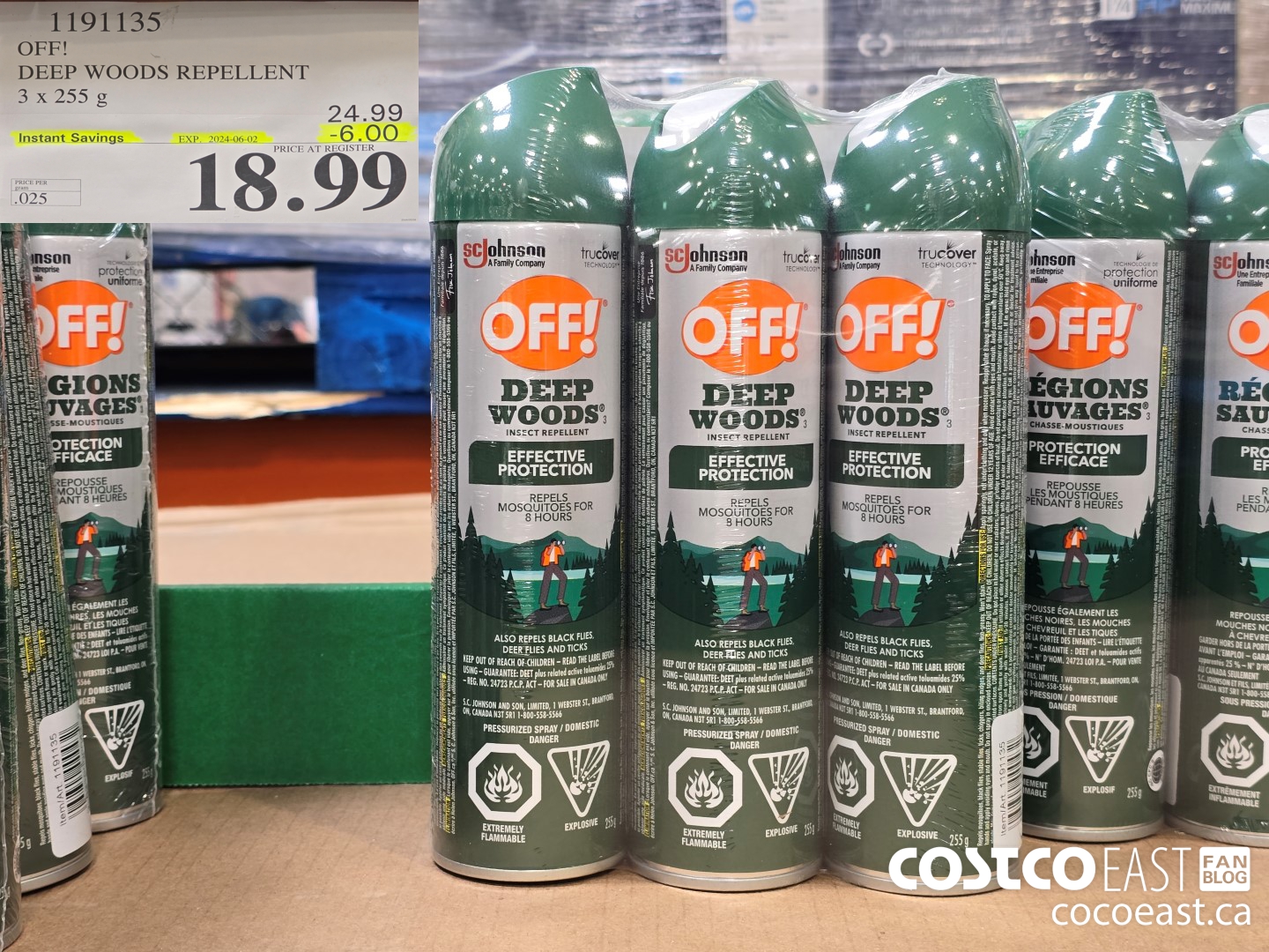 1191135 OFF! DEEP WOODS REPELLENT 3 X 255 G ($6.00 INSTANT SAVINGS EXPIRES ON 2024-06-02) $18.99
