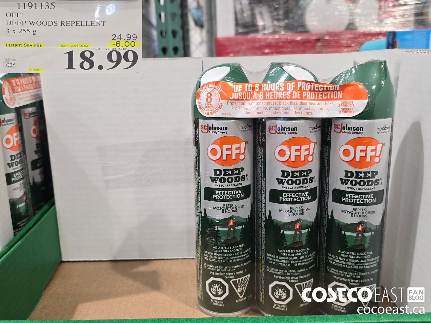 1191135 OFF! DEEP WOODS REPELLENT 3 X 255 G ($6.00 INSTANT SAVINGS EXPIRES ON 2024-06-02) $18.99