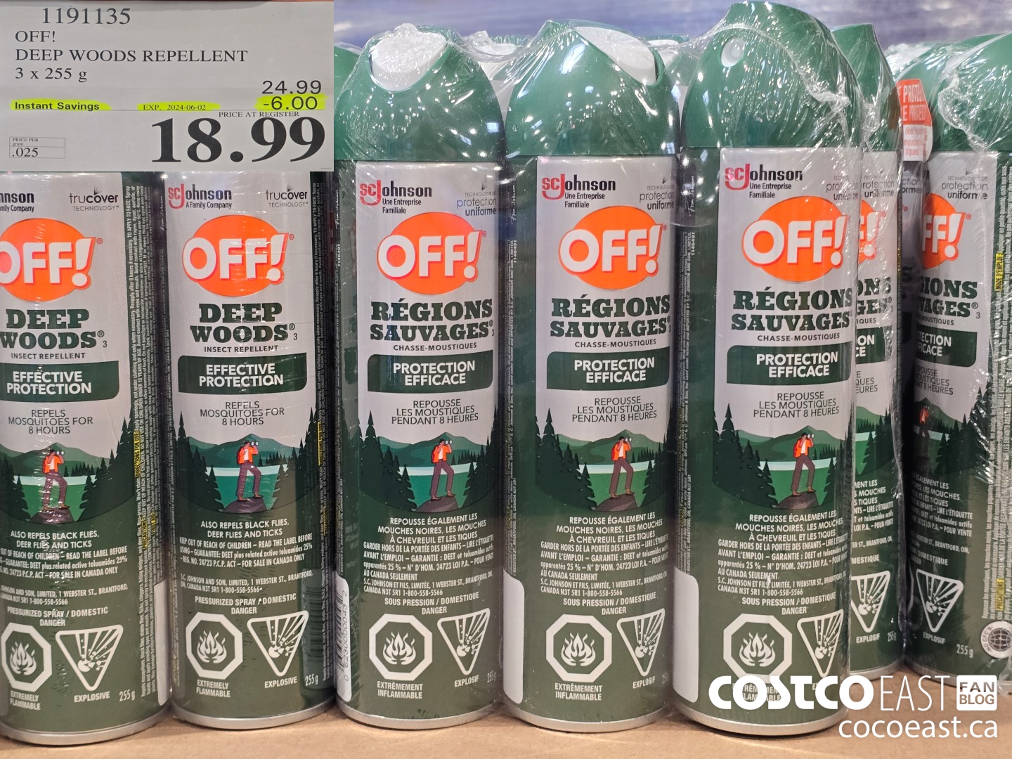 1191135 OFF! DEEP WOODS REPELLENT 3 X 255 G ($6.00 INSTANT SAVINGS EXPIRES ON 2024-06-02) $18.99