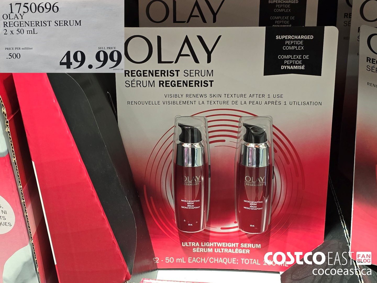1750696 OLAY REGENERIST SERUM 2 x 50 mL $49.99