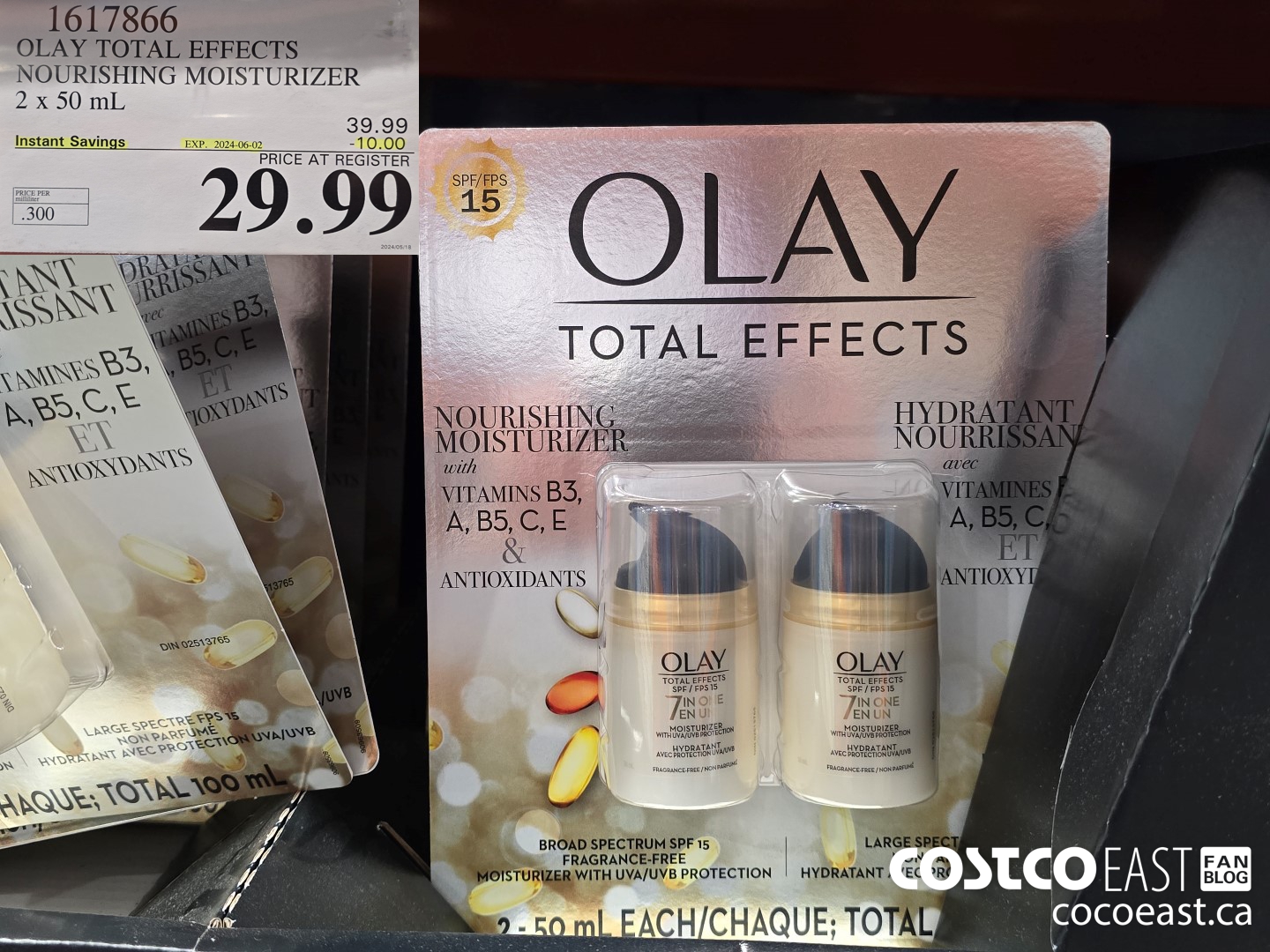 1617866 OLAY TOTAL EFFECTS ANTI-AGING MOISTURIZER 2 x 50 mL ($10.00 INSTANT SAVINGS EXPIRES ON 2024-06-02) $29.99