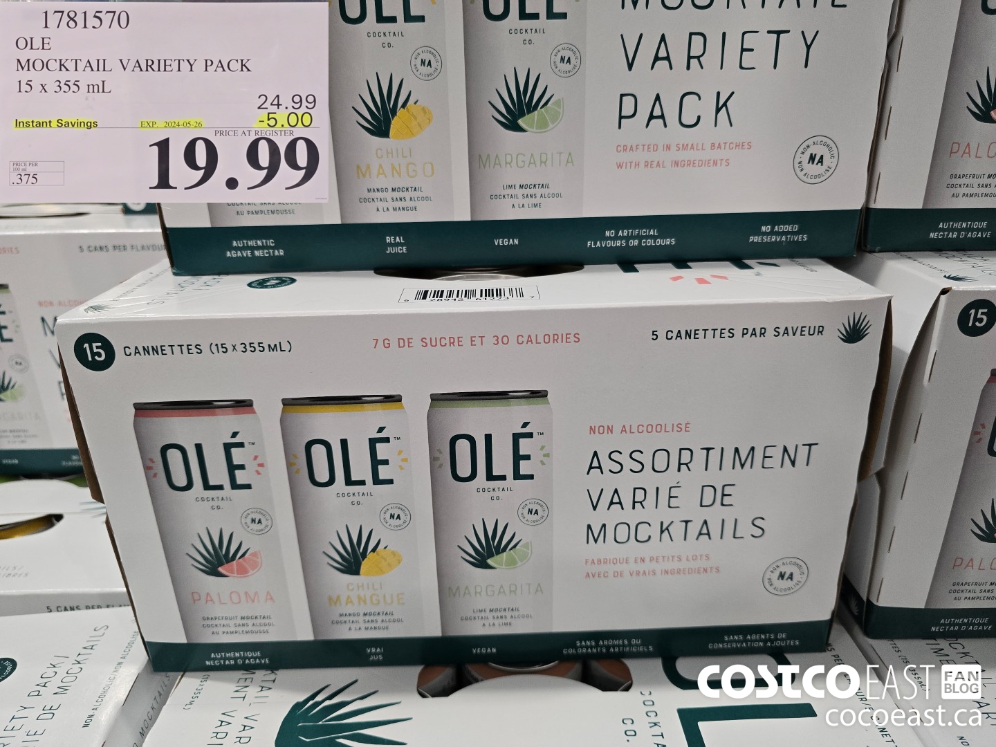 1781570 OLE MOCKTAIL VARIETY PACK 15 x 355 mL ($5.00 INSTANT SAVINGS EXPIRES ON 2024-05-26) $19.99