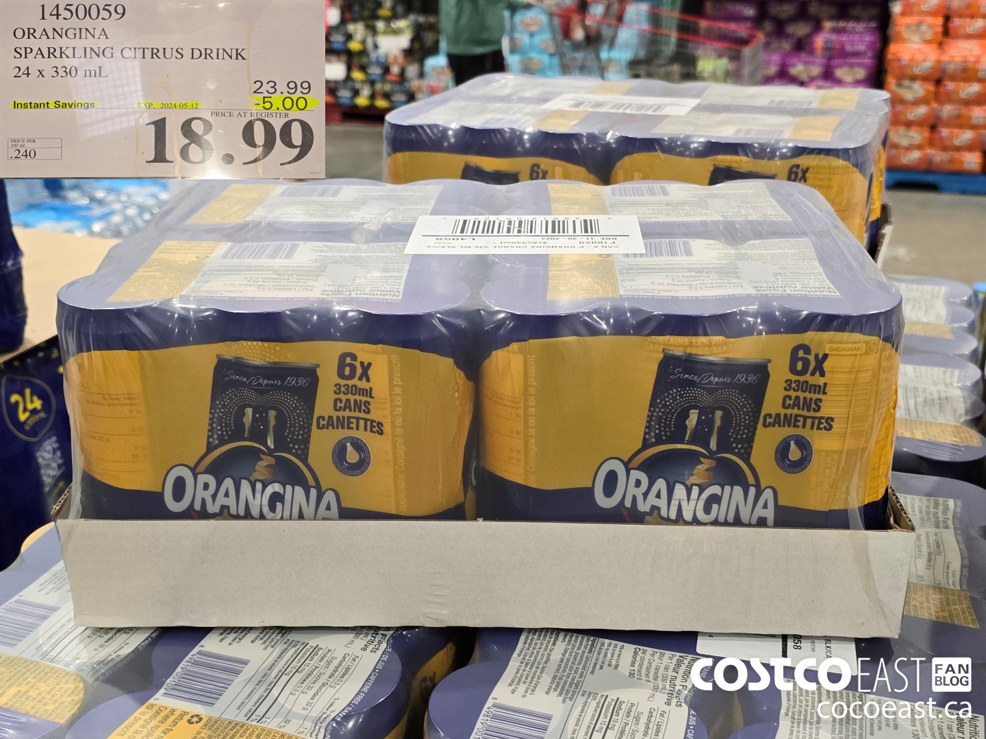 1450059 ORANGINA SPARKLING CITRUS DRINK 24 x 330 mL ($5.00 INSTANT SAVINGS EXPIRES ON 2024-05-12) $18.99